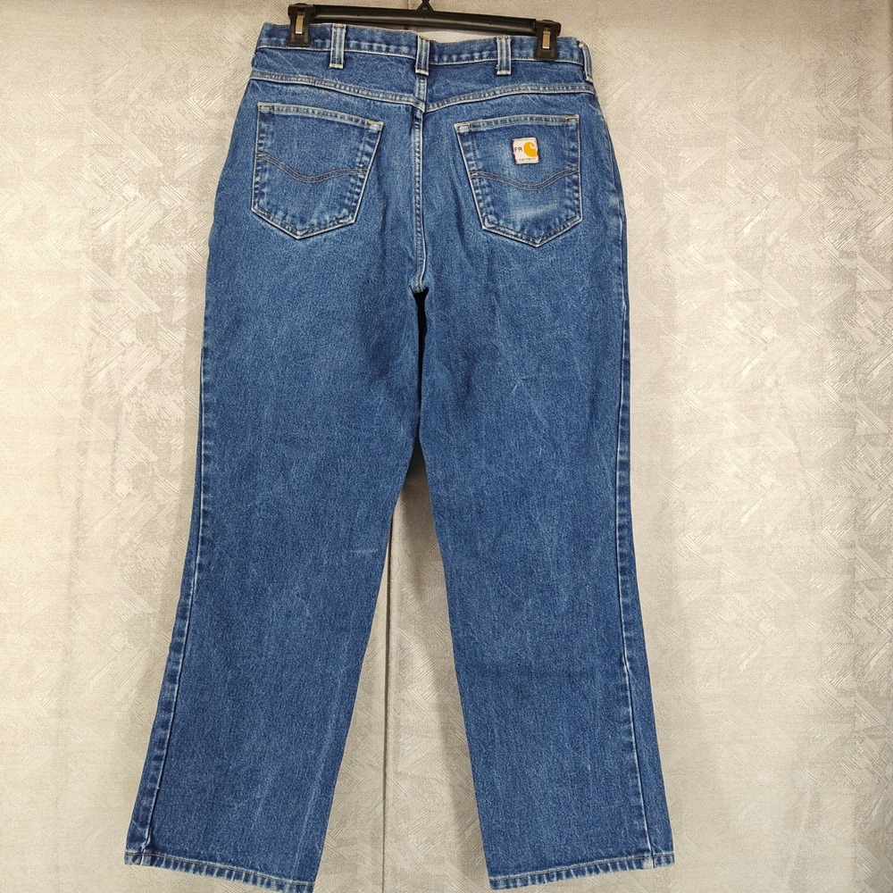 Carhartt FR Flame Resistant Work Jeans Mens 34x30 Blue Denim HRC 2 NFPA 2112 - Picture 2 of 12